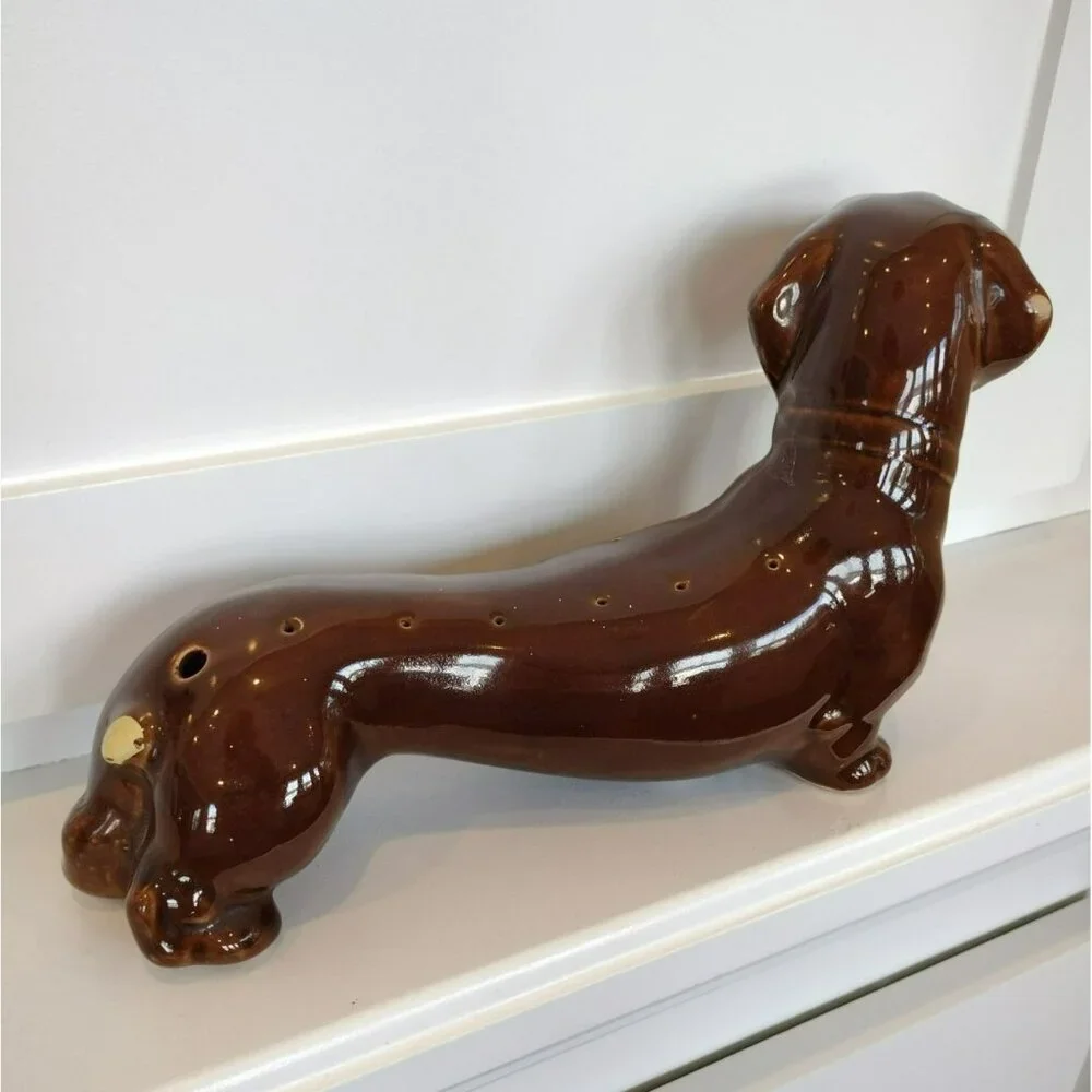 ABCO Handpainted Hors D'Oeuvres Dachshund Server, Alexander Backer Vintage Dog A